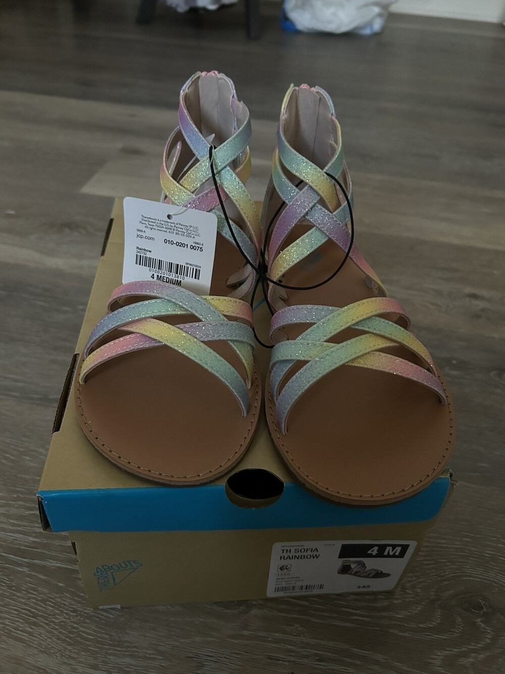 NEW Thereabouts Girls Sophia Pink Metallic Sandals - Size 4